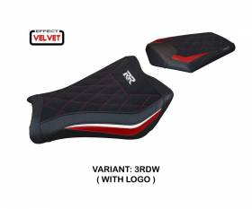 Seat saddle cover Janela velvet Red - White RDW + logo T.I. for Honda CBR 1000 RR 2008 > 2016