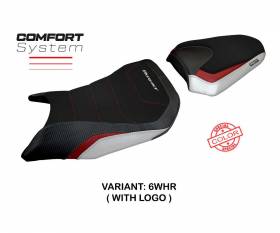 Housse de selle Toyama Special Color Comfort System Blanc- Rouge WHR + logo T.I. pour Honda CB 750 Hornet 2023 > 2024