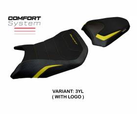 Housse de selle Toyama Comfort System Jaune YL + logo T.I. pour Honda CB 750 Hornet 2023 > 2024
