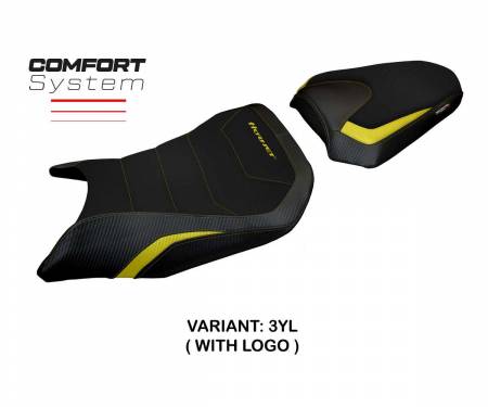 HCB75HTC-3YL-1 Seat saddle cover Toyama Comfort System Yellow YL + logo T.I. for Honda CB 750 Hornet 2023 > 2024