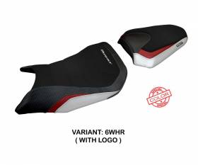 Seat saddle cover Toyama Special Color White - Red WHR + logo T.I. for Honda CB 750 Hornet 2023 > 2024