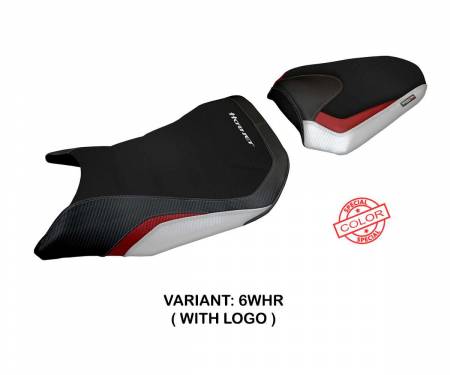 HCB75HTS-6WHR-1 Seat saddle cover Toyama Special Color White - Red WHR + logo T.I. for Honda CB 750 Hornet 2023 > 2024