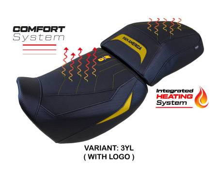 HDPANAMVC-3YL-1-HS Seat saddle cover Heating Comfort System Yellow YL + logo T.I. for HARLEY DAVIDSON PAN AMERICA 2021 > 2023