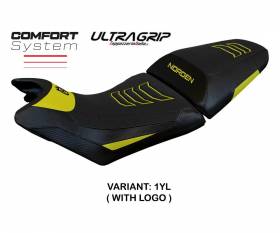 Rivestimento sella Norvik Comfort System Ultragrip Giallo YL + logo T.I. per Husqvarna Norden 901 2022 > 2024
