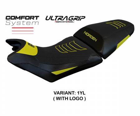 HUNONUC-1YL-1 Seat saddle cover Norvik Comfort System Ultragrip Yellow YL + logo T.I. for Husqvarna Norden 901 2022 > 2024