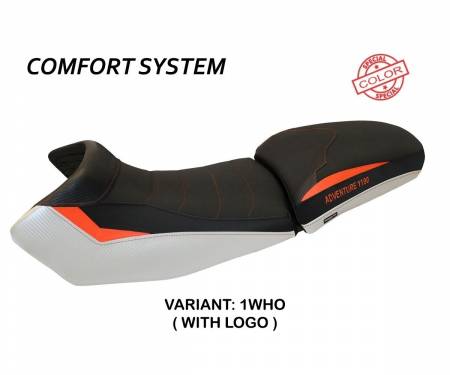 KT119AFSC-1WHO-1 Seat saddle cover Fasano Special Color Comfort System White - Orange (WHO) T.I. for KTM 1190 ADVENTURE 2013 > 2016