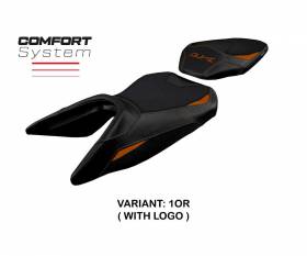 Seat saddle cover Mirje comfort system Orange OR + logo T.I. for KTM 125 Duke 2017 > 2023