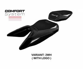 Housse de selle Mirje comfort system Blanche WH + logo T.I. pour KTM 125 Duke 2017 > 2023