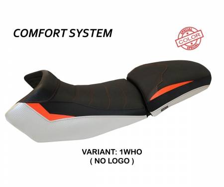 KT129AESC-1WHO-2 Housse de selle Eden Special Color Comfort System Blanche - Orange (WHO) T.I. pour KTM 1290 SUPER ADVENTURE S/T 2015 > 2020