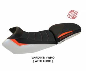 Seat saddle cover Eden Special Color Ultragrip White - Orange (WHO) T.I. for KTM 1290 SUPER ADVENTURE S/T 2015 > 2020