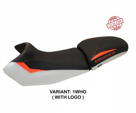 KT129AES-1WHO-1  Seat saddle cover Eden Special Color White - Orange (WHO) T.I. for KTM 1290 SUPER ADVENTURE S/T 2015 > 2020