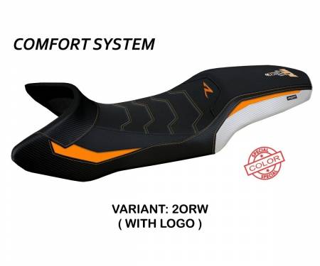 KT129SRES-2ORW-1 Housse de selle Erice Special Color Comfort System Orange - Blanche (ORW) T.I. pour KTM 1290 SUPER ADVENTURE R 2021 > 2022
