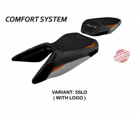 Seat saddle cover Haiti comfort system Silver Orange SLO + logo T.I. for KTM 390 Duke 2017 > 2023