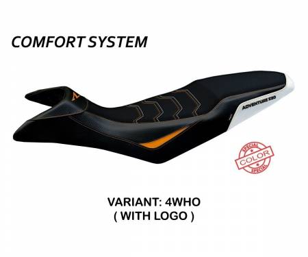 KT89ARMC-4WHO-1 Seat saddle cover Mazyr Comfort System White - Orange (WHO) T.I. for KTM 890 ADVENTURE R 2021 > 2022