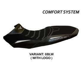 Housse de selle Ginevra 2 Comfort System Noir - Blanche (BLW) T.I. pour KTM 1290 SUPER ADVENTURE R 2017 > 2020