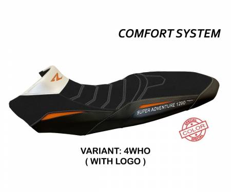KTSA12GSC-4WHO-4 Housse de selle Ginevra Special Color Comfort System Blanche - Orange (WHO) T.I. pour KTM 1290 SUPER ADVENTURE R 2017 > 2020