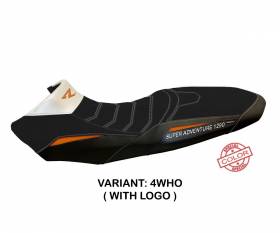 Housse de selle Vessy Special Color Ultragrip Blanche - Orange (WHO) T.I. pour KTM 1290 SUPER ADVENTURE R 2017 > 2020