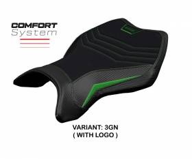 Rivestimento sella MadMax Comfort System Verde GN + logo T.I. per Kawasaki Ninja H2 R 2015 > 2023