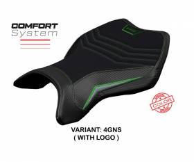 Seat saddle cover MadMax Comfort System Silver Green GNS + logo T.I. for Kawasaki Ninja H2 R 2015 > 2023