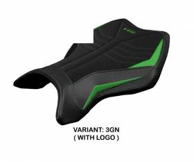Seat saddle cover MadMax Ultragrip Green GN + logo T.I. for Kawasaki Ninja H2 R 2015 > 2023