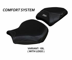 Housse de selle Moniz comfort system Noir BL + logo T.I. pour Kawasaki Ninja H2 1000 SX 2018 > 2023