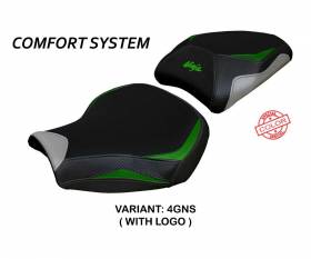 Seat saddle cover Moniz comfort system Silver Green GNS + logo T.I. for Kawasaki Ninja H2 1000 SX 2018 > 2023