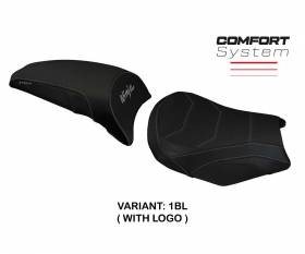Seat saddle cover Sihu comfort system Black BL + logo T.I. for Kawasaki Ninja 650 2017 > 2024