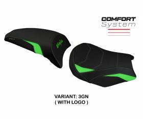 Housse de selle Sihu comfort system Vert GN + logo T.I. pour Kawasaki Ninja 650 2017 > 2024