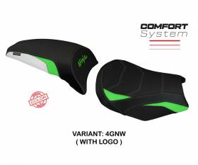Housse de selle Sihu comfort system Vert blanc GNW + logo T.I. pour Kawasaki Ninja 650 2017 > 2024