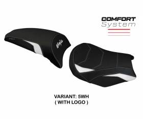 Funda Asiento Sihu comfort system Blanco WH + logo T.I. para Kawasaki Ninja 650 2017 > 2024