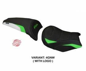 Housse de selle Sihu ultragrip Vert blanc GNW + logo T.I. pour Kawasaki Ninja 650 2017 > 2024
