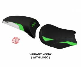 Seat saddle cover Sihu Green White GNW + logo T.I. for Kawasaki Ninja 650 2017 > 2024
