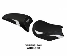 Seat saddle cover Sihu White WH + logo T.I. for Kawasaki Ninja 650 2017 > 2024