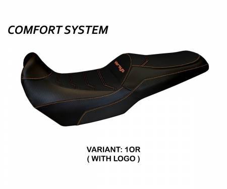 KWV1LTC-1OR-3 Seat saddle cover Lampedusa Total Black Comfort System Orange (OR) T.I. for KAWASAKI VERSYS 1000 2011 > 2018