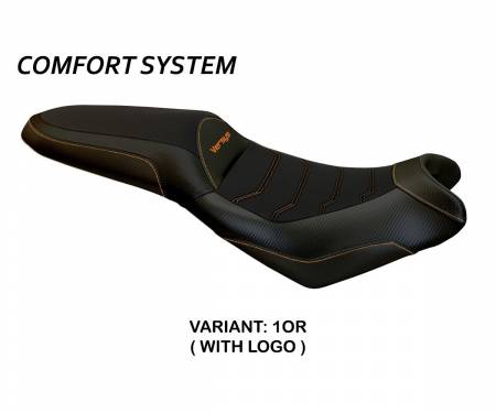 KWV6ECT-1OR-3 Seat saddle cover Elba Total Black Comfort System Orange (OR) T.I. for KAWASAKI VERSYS 650 2007 > 2022
