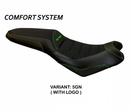 KWV6ECT-5GN-3 Seat saddle cover Elba Total Black Comfort System Green (GN) T.I. for KAWASAKI VERSYS 650 2007 > 2022