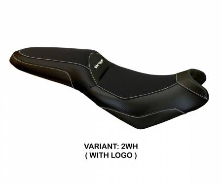 KWV6ET-2WH-3 Seat saddle cover Elba Total Black White (WH) T.I. for KAWASAKI VERSYS 650 2007 > 2022