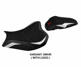 Housse de selle Shara 1 ultragrip Blanc- Rouge WHR + logo T.I. pour Kawasaki Z 900 2017 > 2024