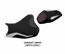 Seat saddle cover Suhl 1 White - Red WHR + logo T.I. for Kawasaki Z 900 2017 > 2024