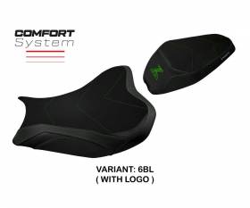 Housse de selle Shara comfort system Noir BL + logo T.I. pour Kawasaki Z 900 2017 > 2024