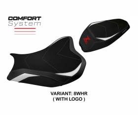 Seat saddle cover Shara comfort system White - Red WHR + logo T.I. for Kawasaki Z 900 2017 > 2024