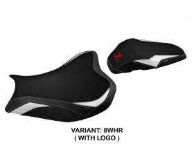 Housse de selle Shara Blanc- Rouge WHR + logo T.I. pour Kawasaki Z 900 2017 > 2024