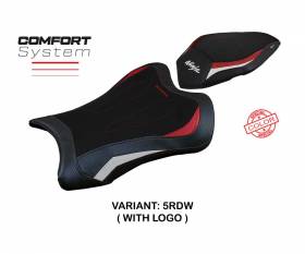 Seat saddle cover Dexter Comfort System Red - White RDW + logo T.I. for Kawasaki Ninja ZX 10 R 2021 > 2023