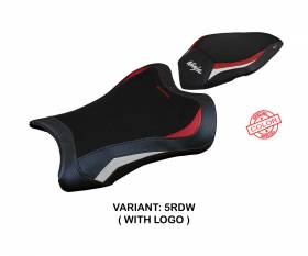 Seat saddle cover Dexter Red - White RDW + logo T.I. for Kawasaki Ninja ZX 10 R 2021 > 2023