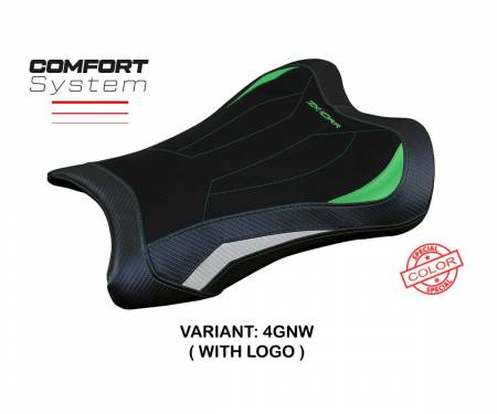 KWZX1R2GC-4GNW-1 Seat saddle cover Garen Comfort System Green White GNW + logo T.I. for Kawasaki Ninja ZX 10 RR 2021 > 2023