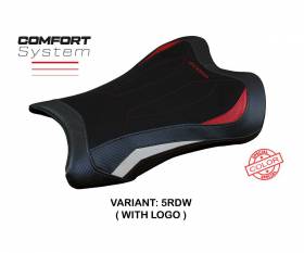 Seat saddle cover Garen Comfort System Red - White RDW + logo T.I. for Kawasaki Ninja ZX 10 RR 2021 > 2023