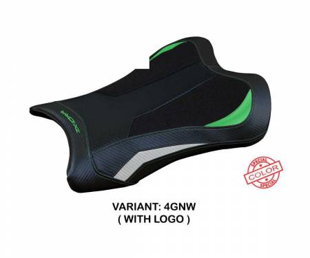 KWZX1R2GU-4GNW-1 Seat saddle cover Garen Ultragrip Green White GNW + logo T.I. for Kawasaki Ninja ZX 10 RR 2021 > 2023