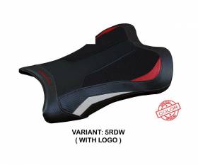 Seat saddle cover Garen Ultragrip Red - White RDW + logo T.I. for Kawasaki Ninja ZX 10 RR 2021 > 2023