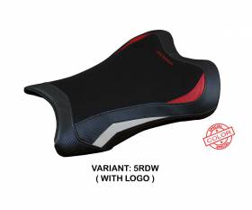 Seat saddle cover Garen Red - White RDW + logo T.I. for Kawasaki Ninja ZX 10 RR 2021 > 2023