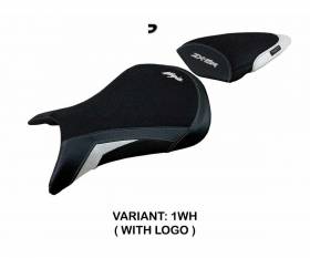Seat saddle cover Andujar Ultragrip White WH + logo T.I. for Kawasaki Ninja ZX 6 R 2007 > 2008
